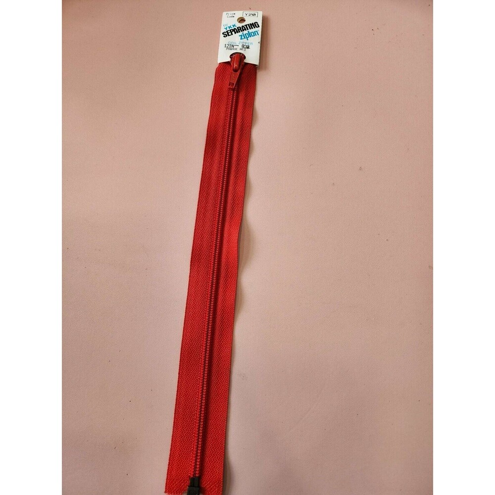 YKK Separating ziplon Coin Zipper 12 in Parade Red Color 820, Art 2012